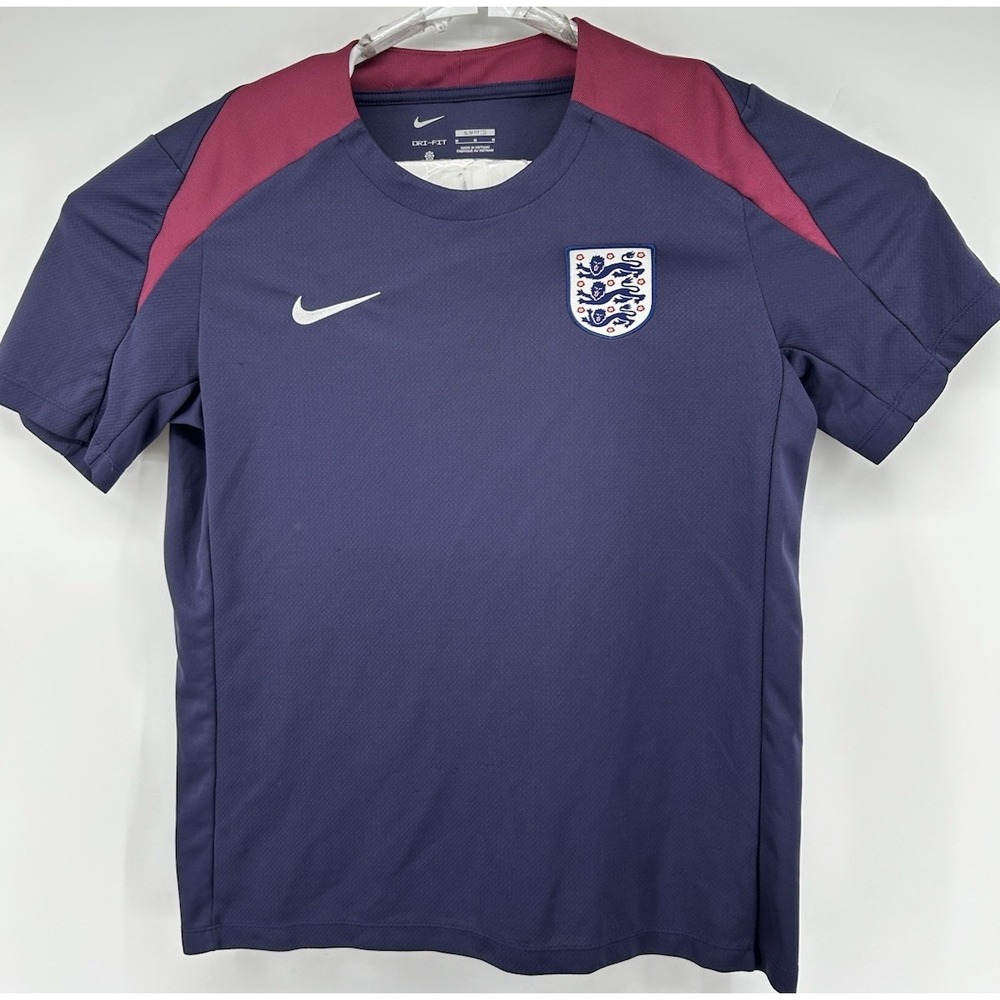 Nike England Dri Fit Strike S/S Top Blue Purple Three Lions Emblem Slim Fit Med